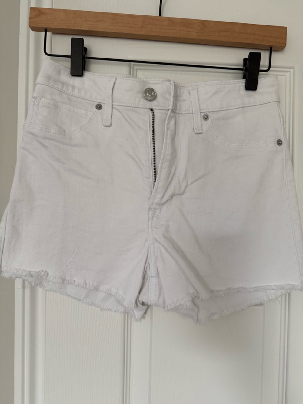 Abercrombie & Fitch White Denim High-Rise Cutoff Shorts